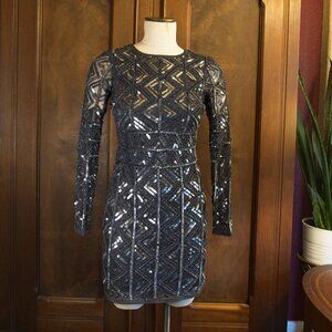 Gianni Bini Black Long Sleeve Dress Sequins Size 4